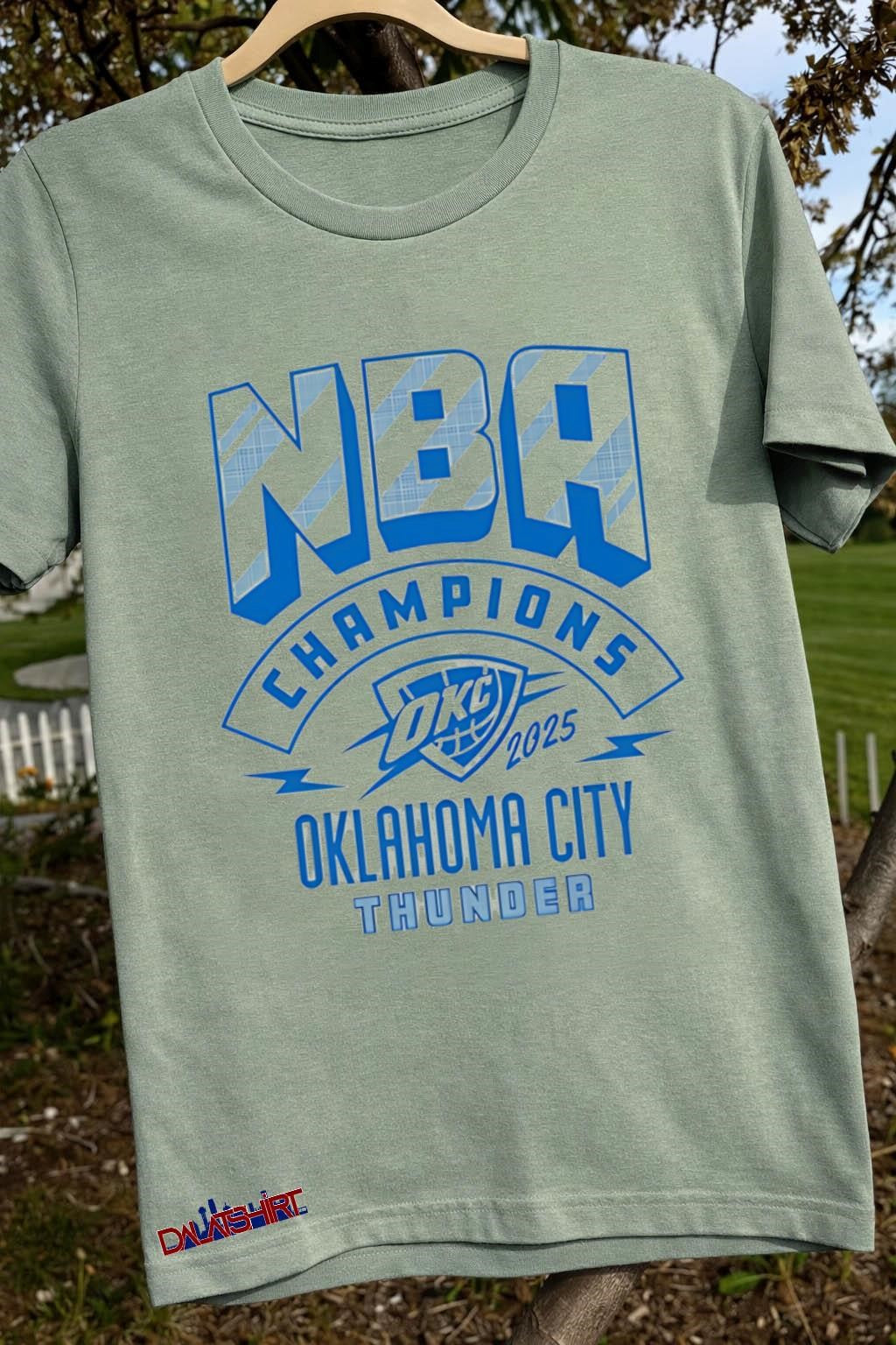 Nba Champions 2025 Oklahoma City Thunder Blue Grid Logo shirt