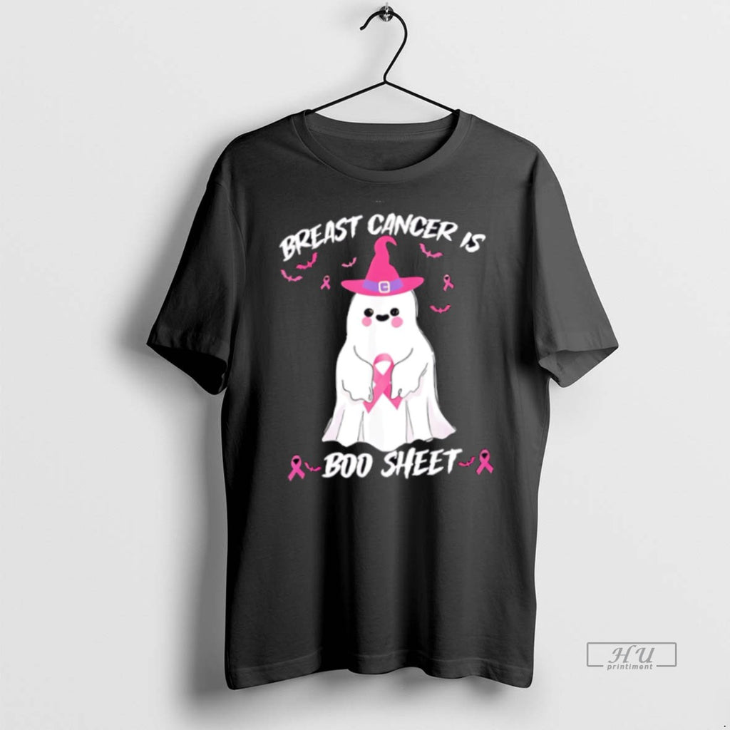 New Breast Cancer Is Boo Sheet Pink Ghost Halloween Graphic Tee Shirt Sweater