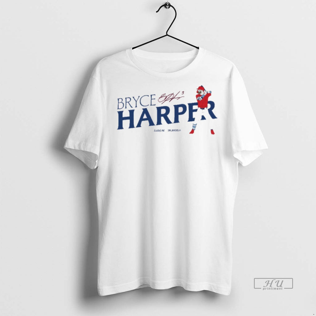 New Bryce Harper Philadelphia Phillies Mlb Slash Line Signature Painting Graphic Tee Shirt Sweater