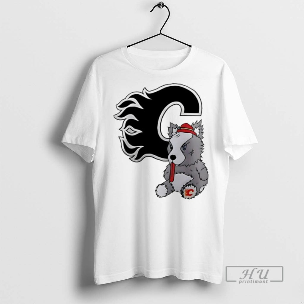 New Calgary Flames Harvey The Hound Mascot Logo Tee Shirts Sweatshirt Hoodies