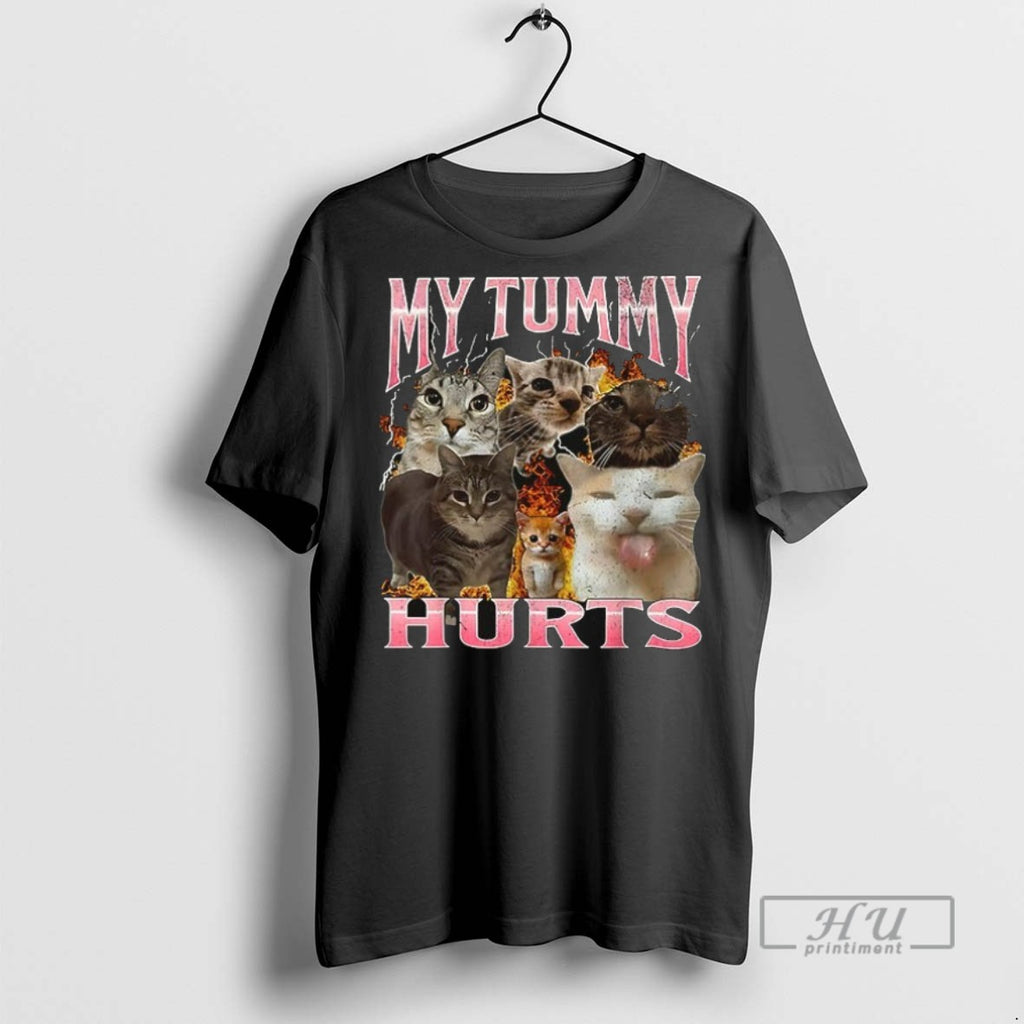 New Cats My Tummy Hurts Fire Ceramic Ceramic And Classic Dad Cap Tee Shirts