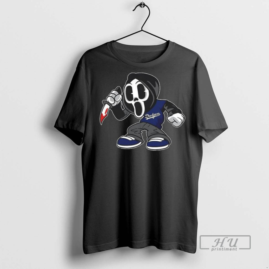 New Ghostface Scream Los Angeles Dodgers Halloween Tee Shirts Sweatshirt Hoodies