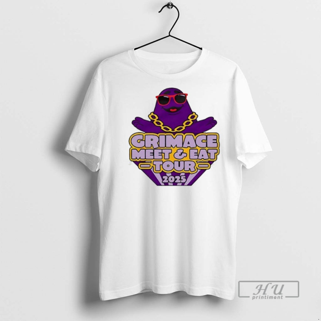 New Grimmace Meet And Eat Tour 2025 Cities Double Sided Tee Shirts Sweatshirt Hoodies