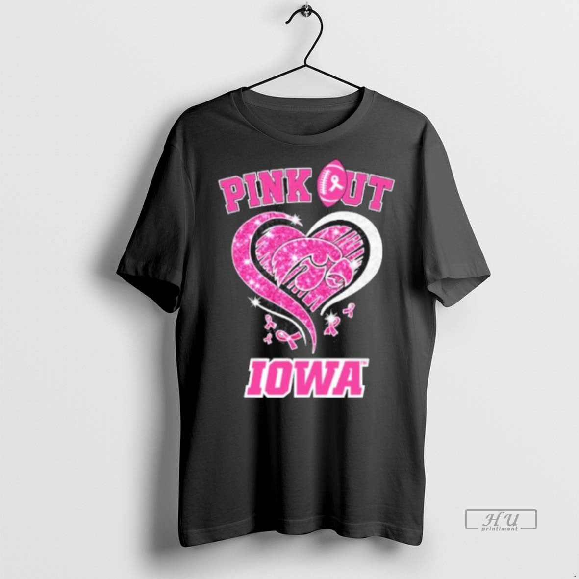 New Iowa Hawkeyes Pink Out Breast Cancer Graphic Tee Shirt Sweater