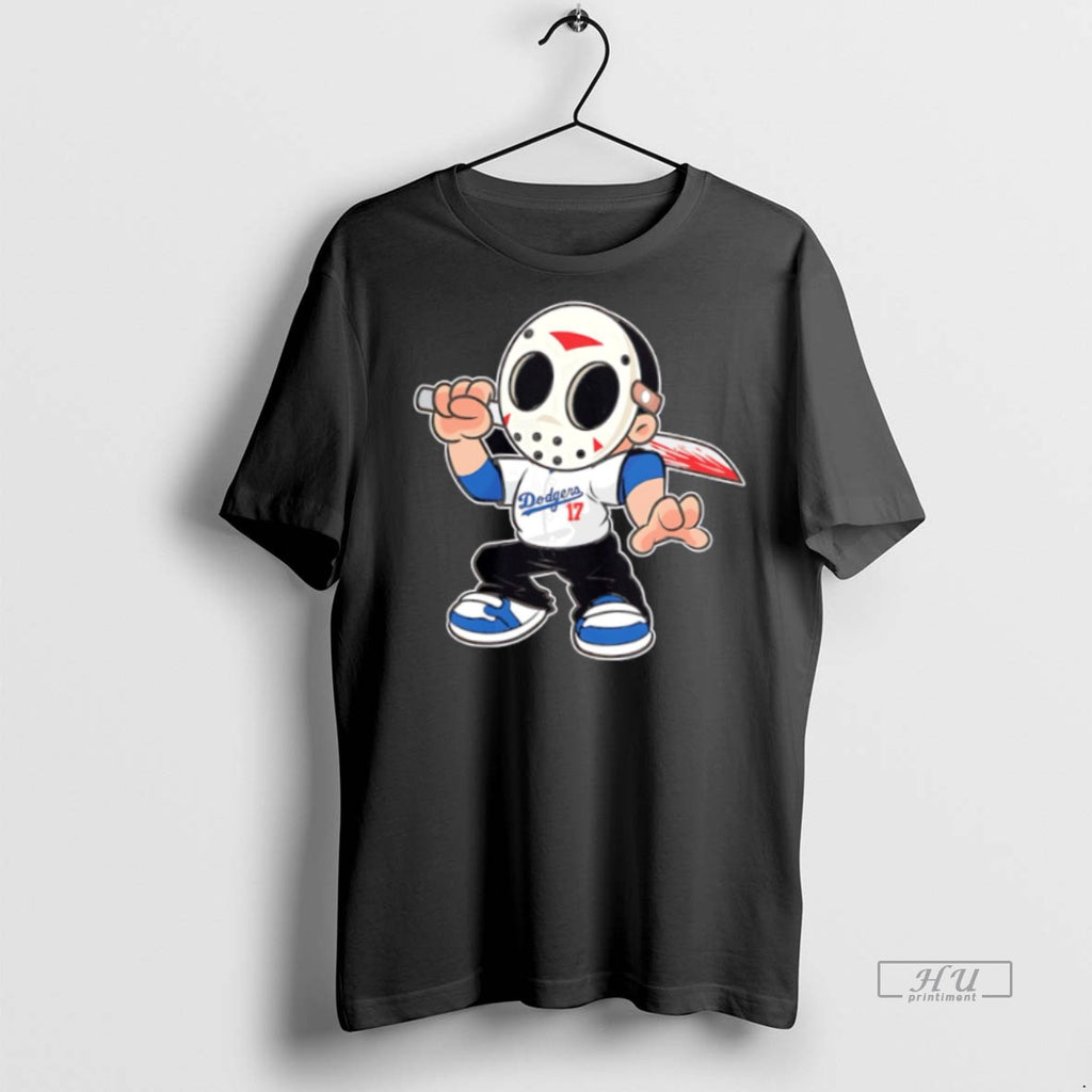 New Jason Voorhees Los Angeles Dodgers 17 Halloween Graphic Tee Shirt Sweater