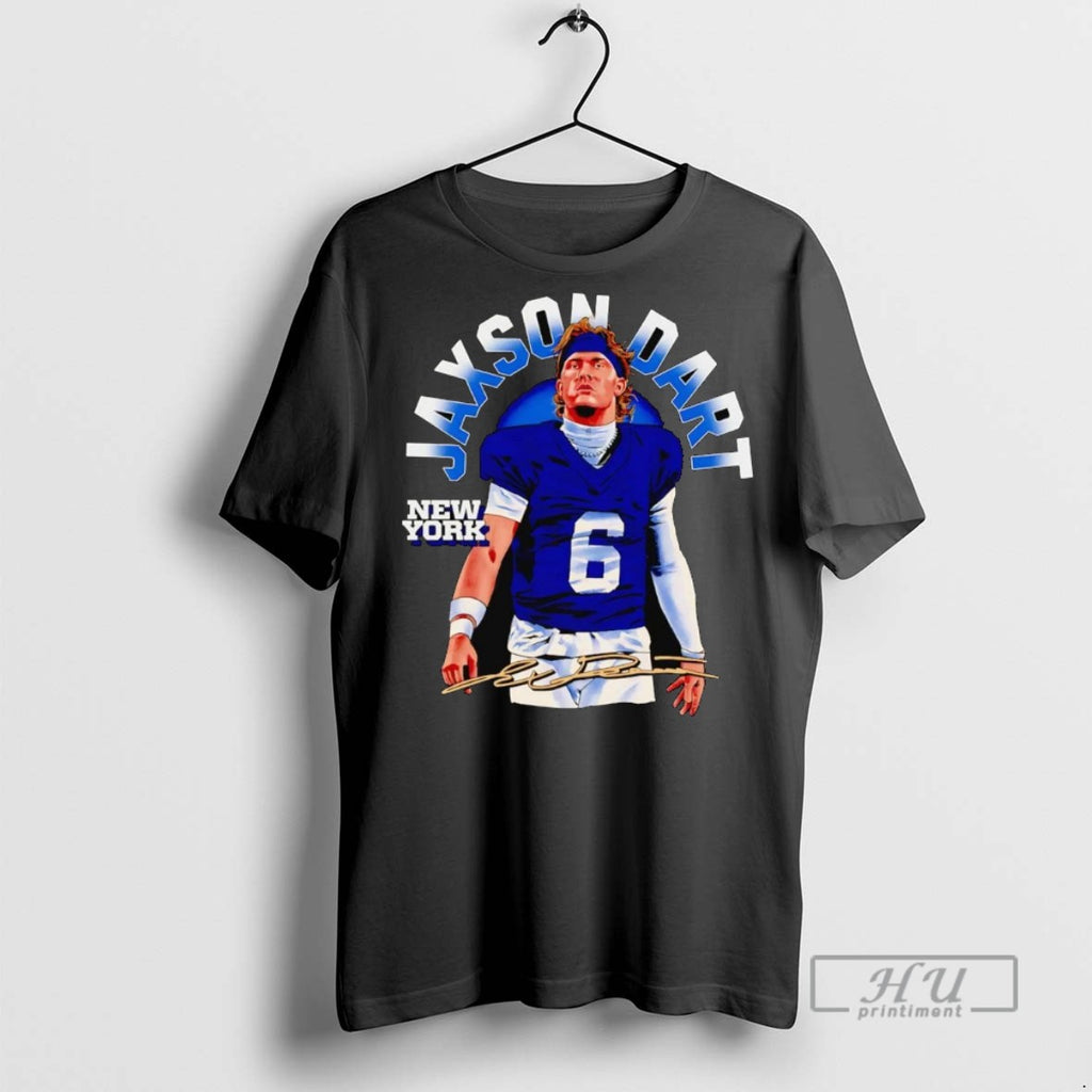 New Jaxson Dart Portrait Signature New York Giants Tee Shirts Sweatshirt Hoodies