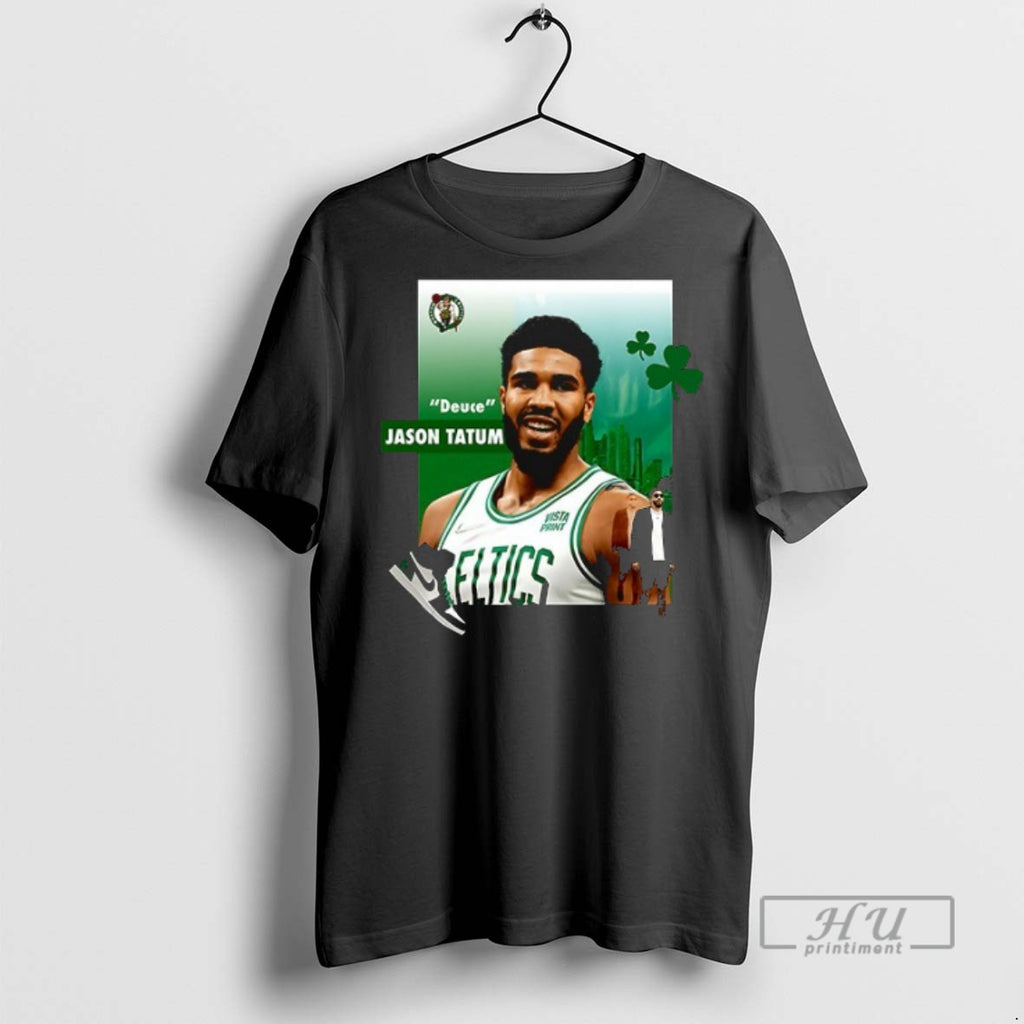 New Jayson Tatum Deuce Boston Celtics Collage Court And Off Graphic Double Sided Tee Shirts