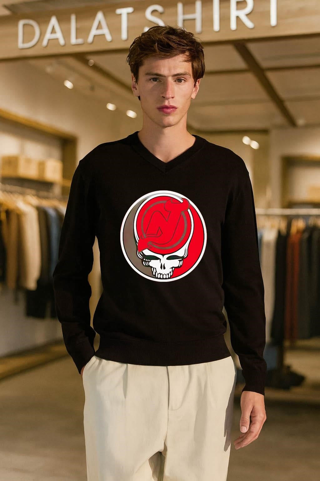 New Jersey Devils Grateful Dead Skull shirt