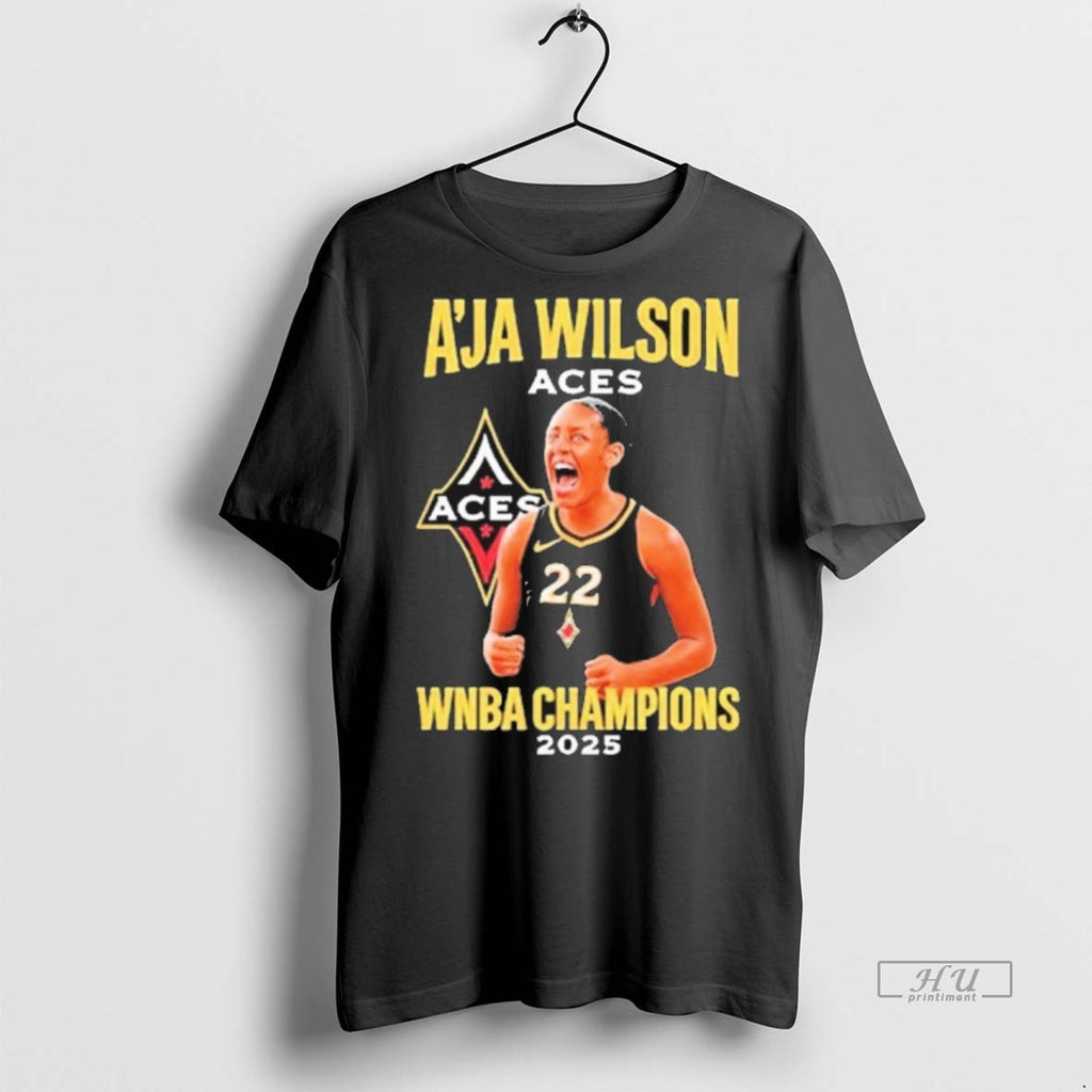 New Las Vegas Aces Aja Wilson Wnba Champions 2025 Graphic Graphic Tee Shirt Sweater