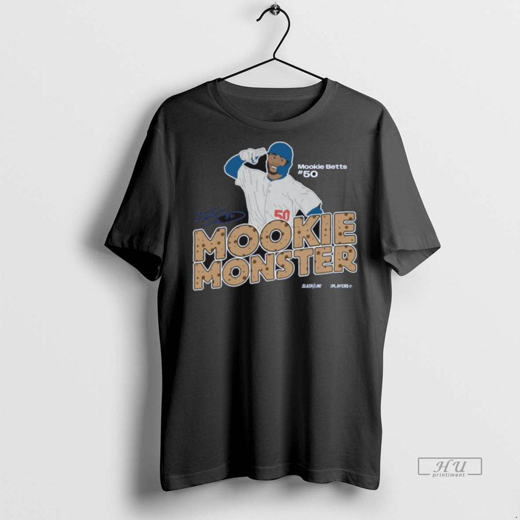 New Mookie Monster Mookie Betts Los Angeles Dodgers Mlb Slash Line Signature Painting Graphic Tee