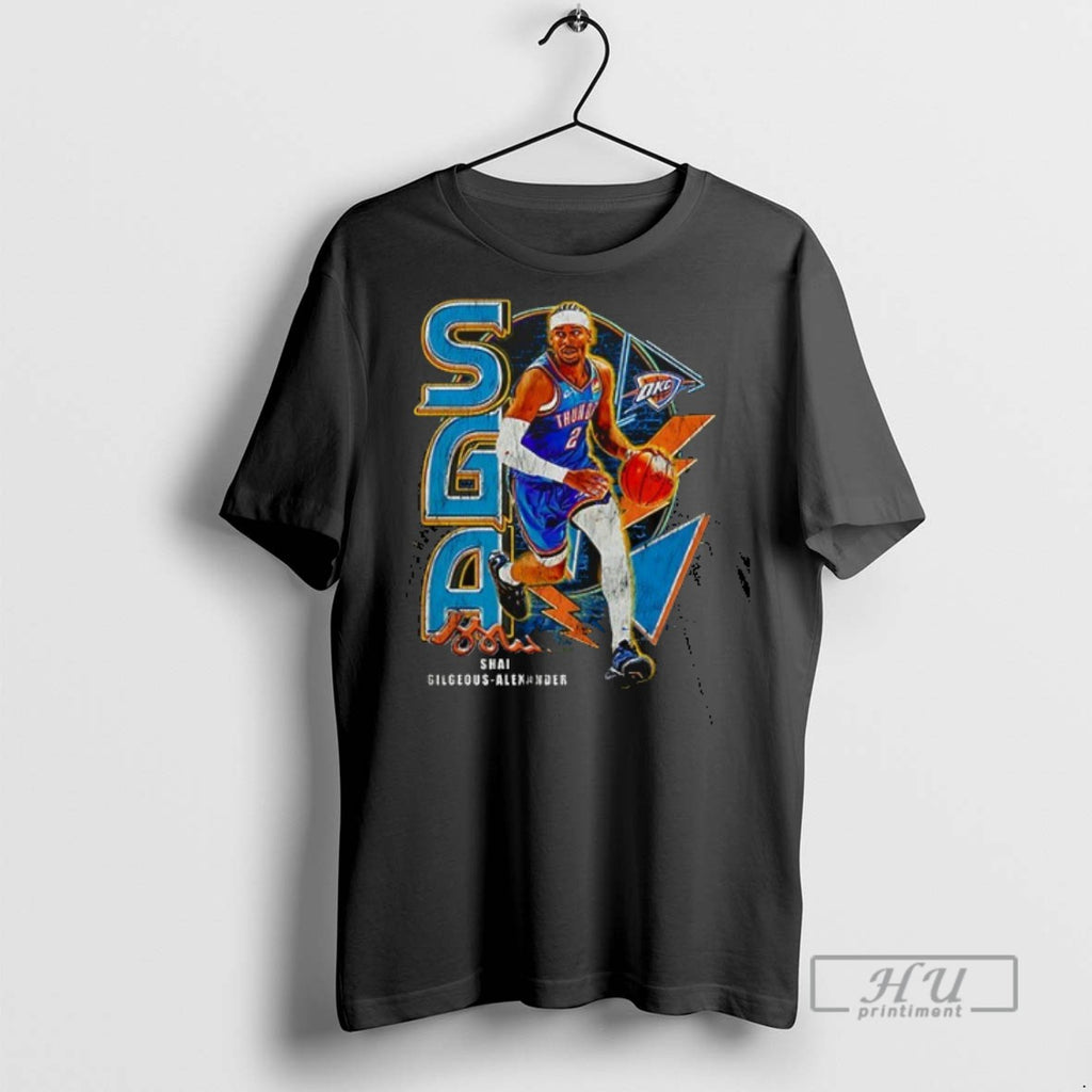 New Oklahoma City Thunders Gilgeous Alexander Shai Mvp Graphic Vintage Double Sided Tee Shirts