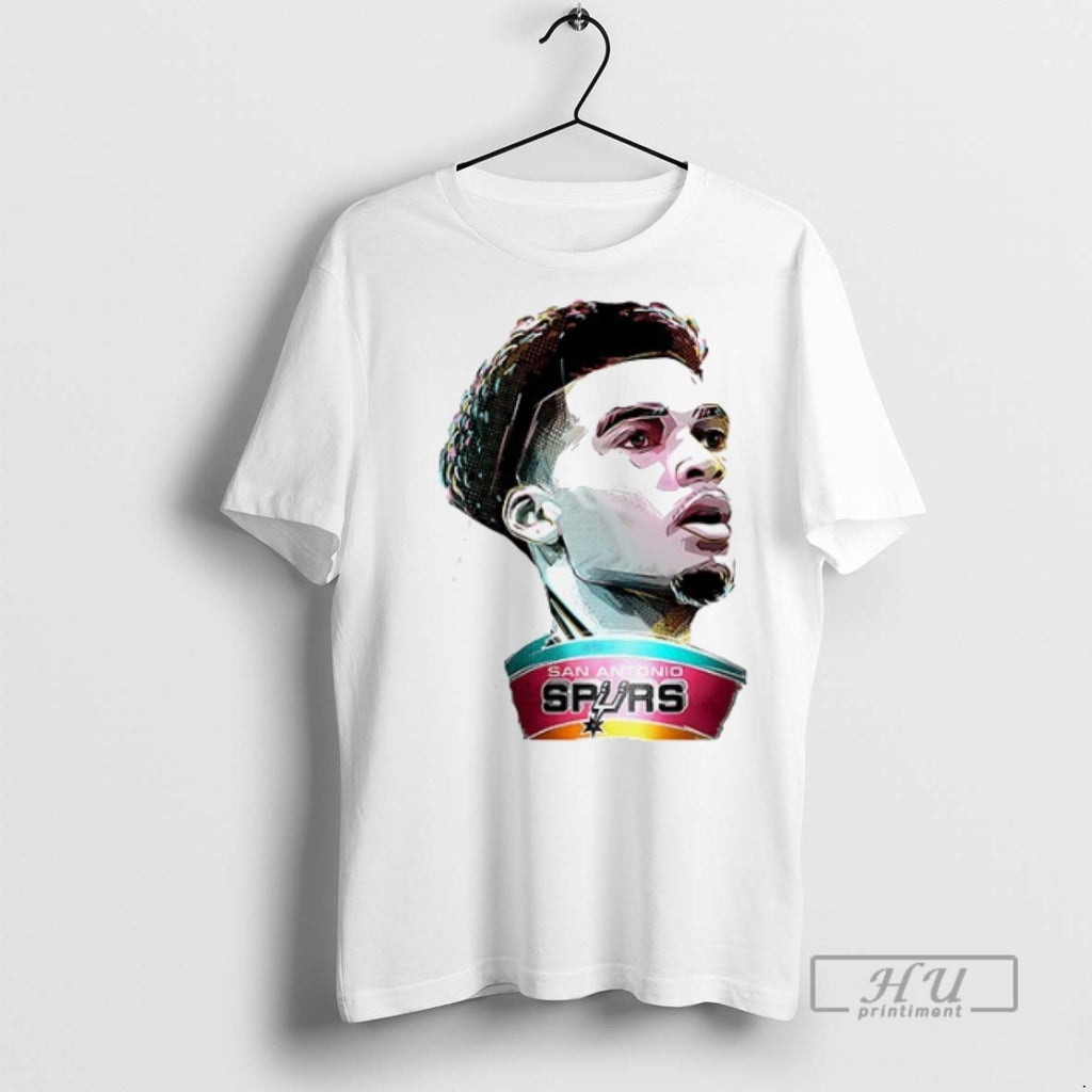 New San Antonio Spurs Victor Wembanyama Cartoon Illustration Portrait Double Sided Tee Shirts Sweatshirt Hoodies