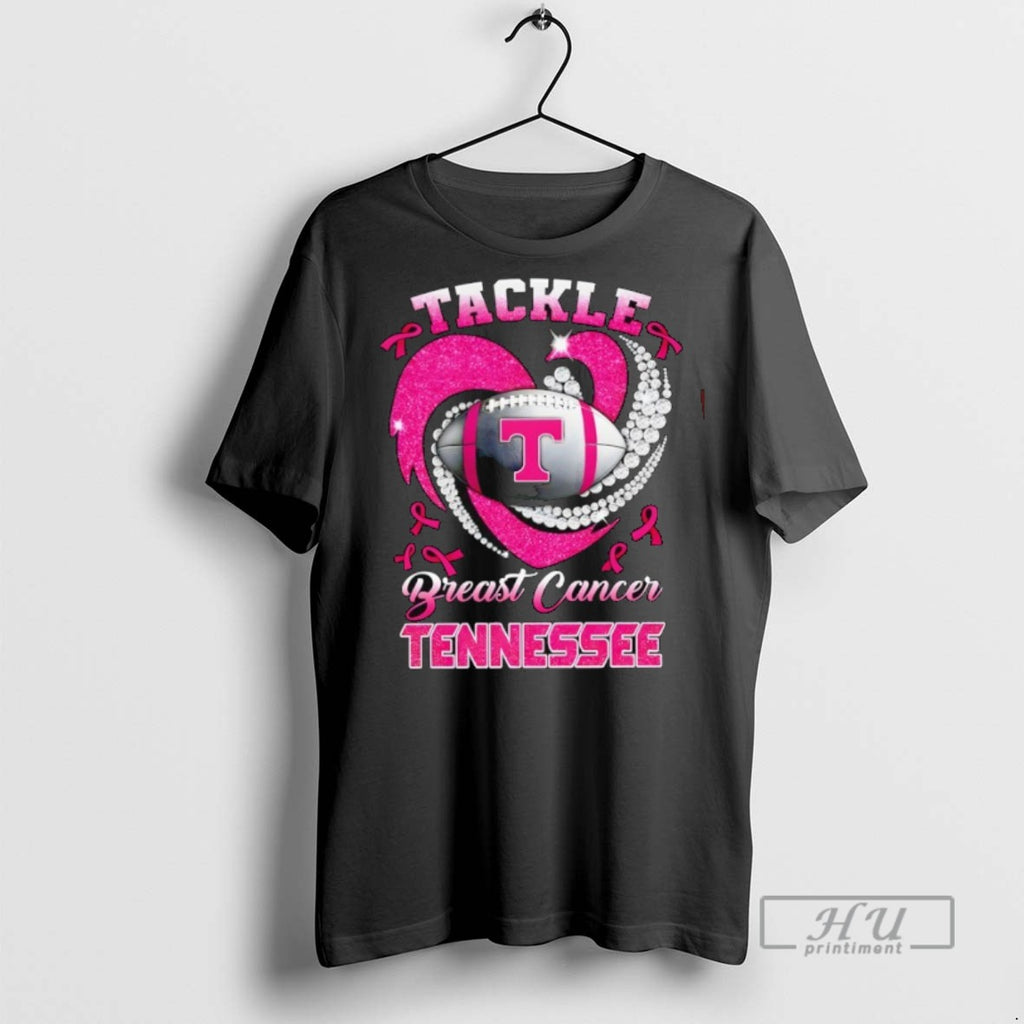 New Tennessee Volunteers Tide Breast Cancer Awareness Tackle Heart Tee Shirts Sweatshirt Hoodies