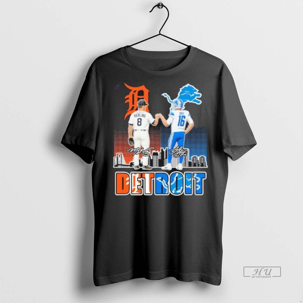New Tigers Vierling And Lions Jared Goff Detroit Graphic Tee Shirt Sweater