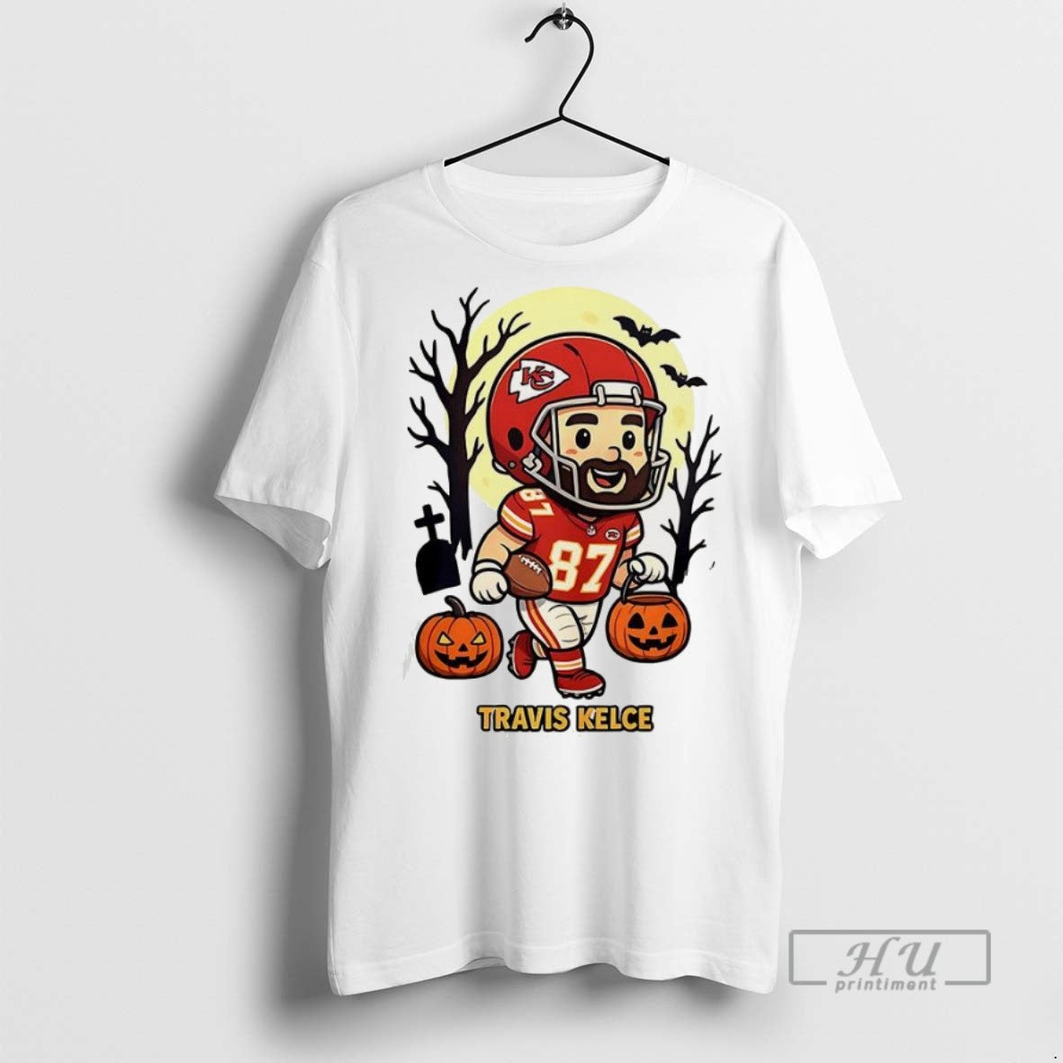 New Travis Kelce Kansas City Chiefs Football Jack O Lantern Halloween Graphic Tee Shirts