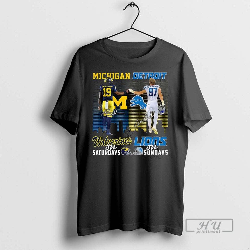 New Underwood Wolverines On Saturdays And Aidan Hutchinson Lions On Sundays Signature Graphic