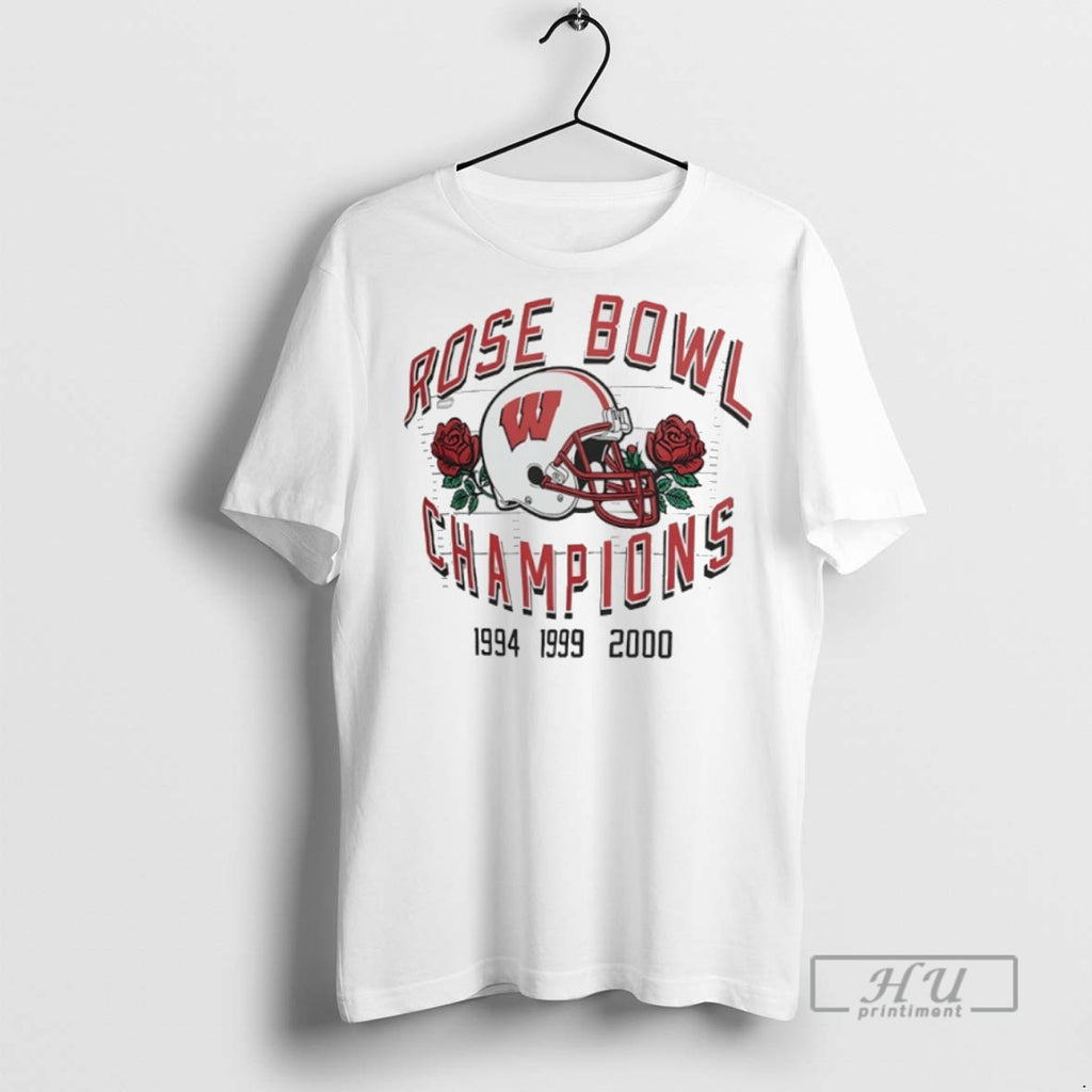 New Wisconsin Badgers Rose Bowl 3x Champions Rose Helmet Tee Shirts Sweatshirt Hoodies