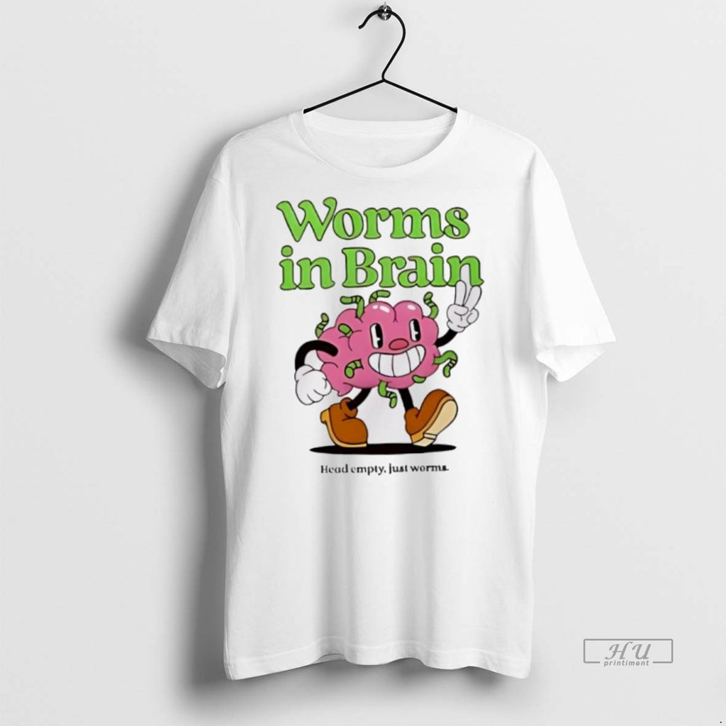 New Worms In Brain Head Empty Just Worms Funny Graphic Tee Shirt Sweater
