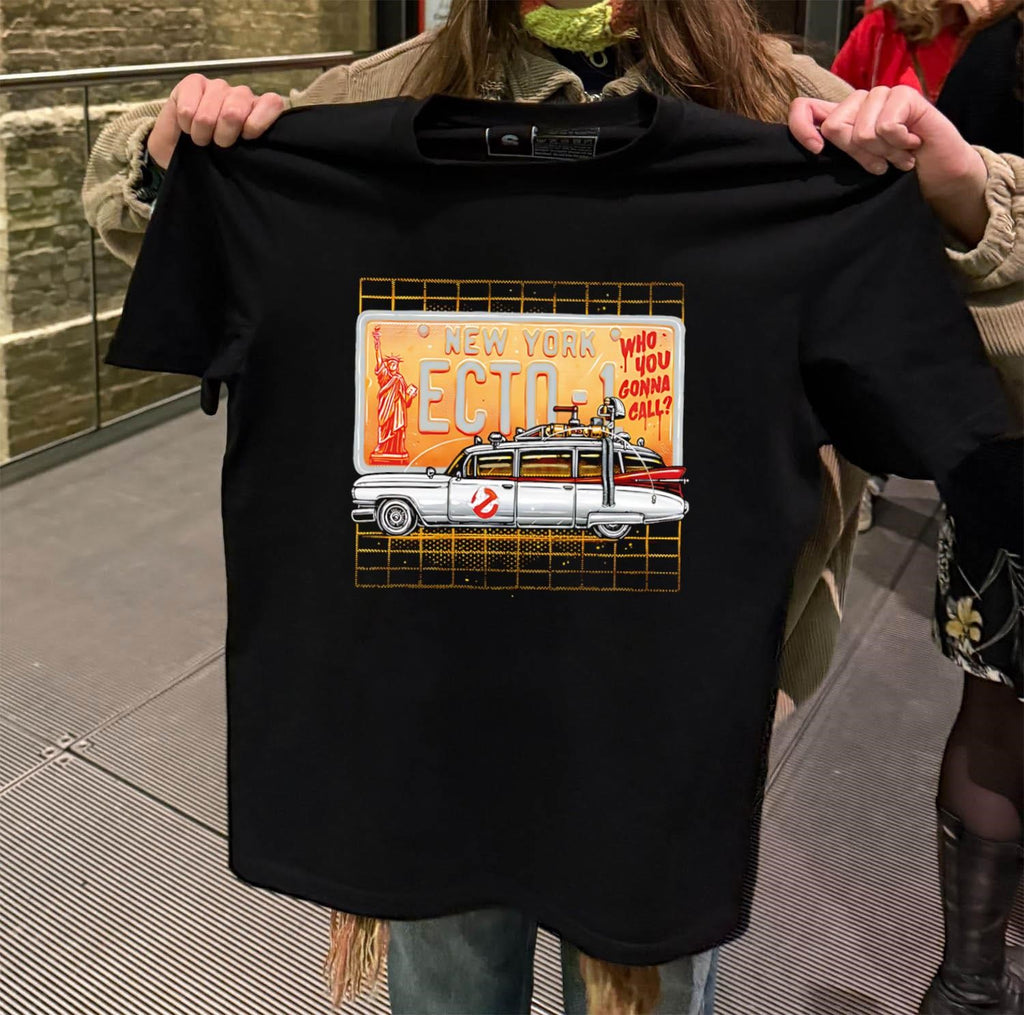 New York Ecto-1 Who You Gonna Call Ghostbusters Cadillac License Plate shirt