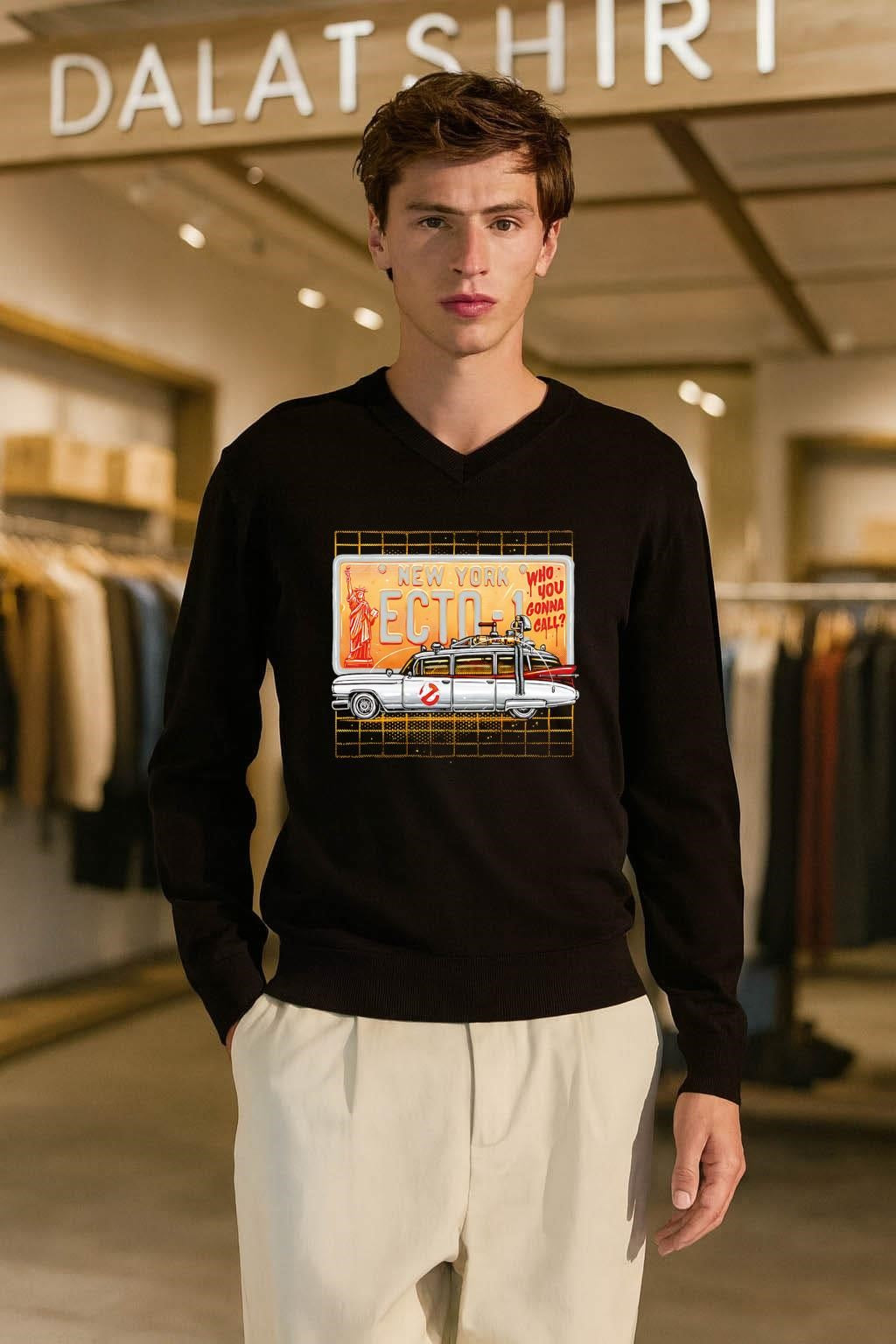 New York Ecto-1 Who You Gonna Call Ghostbusters Cadillac License Plate shirt