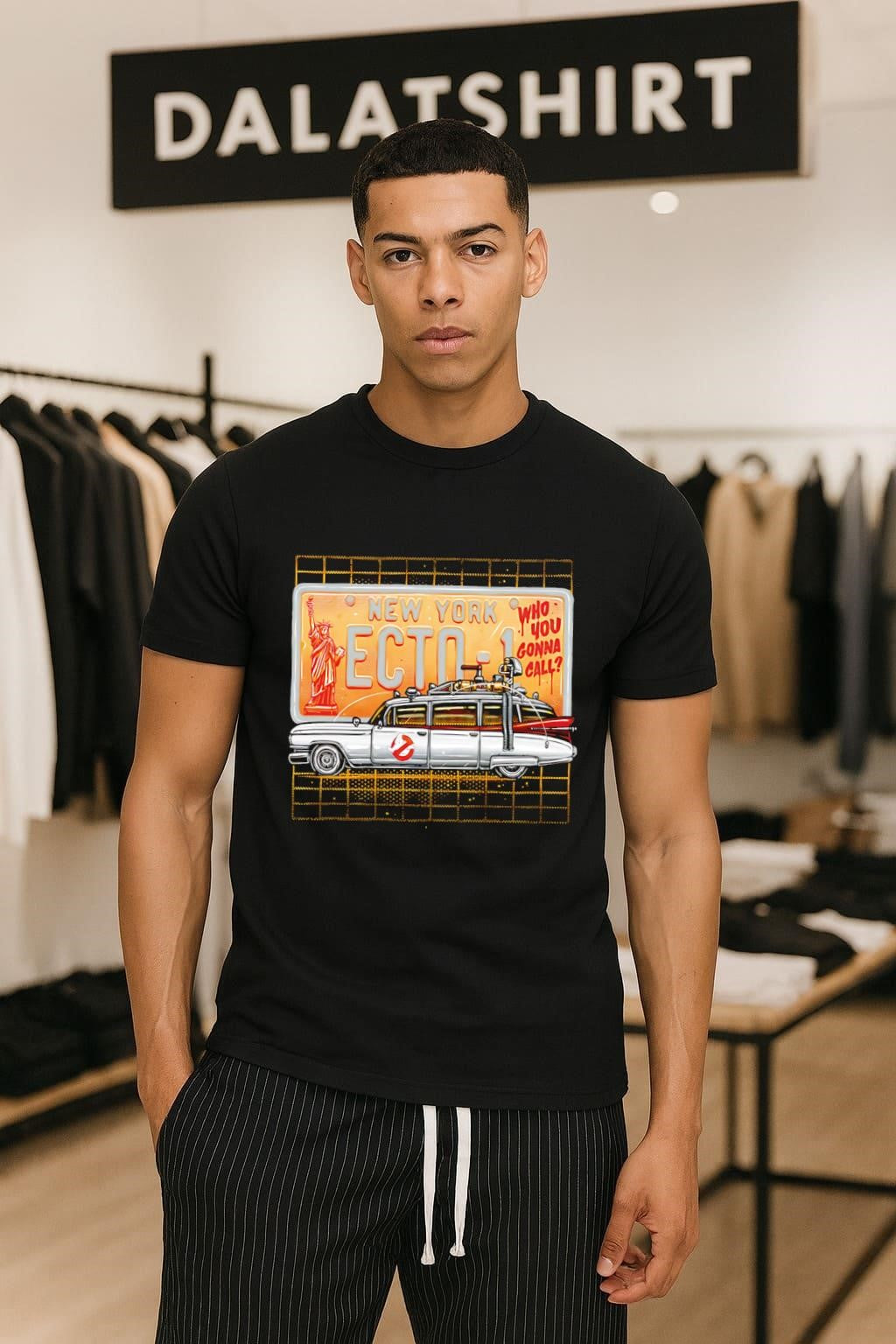 New York Ecto-1 Who You Gonna Call Ghostbusters Cadillac License Plate shirt
