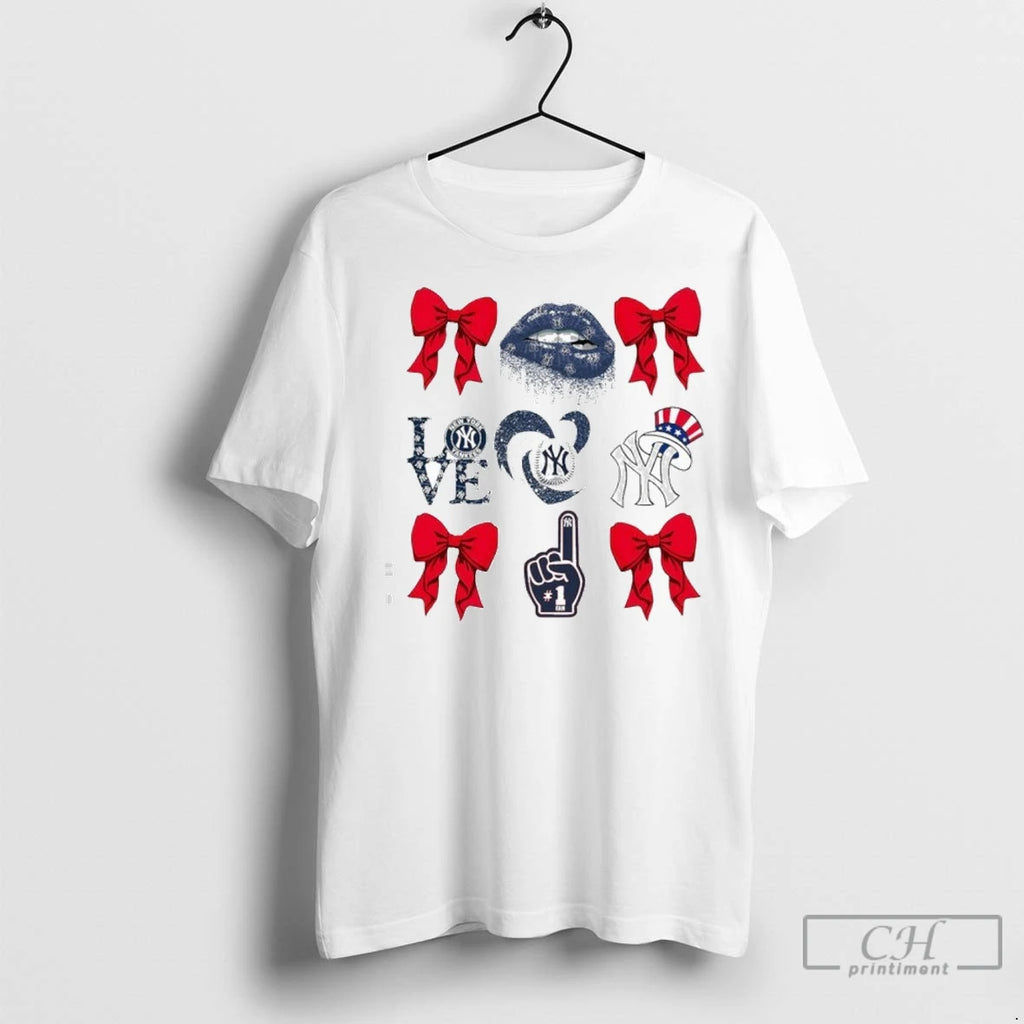 New York Lip Love Heart Baseball 1 Logo T Shirts