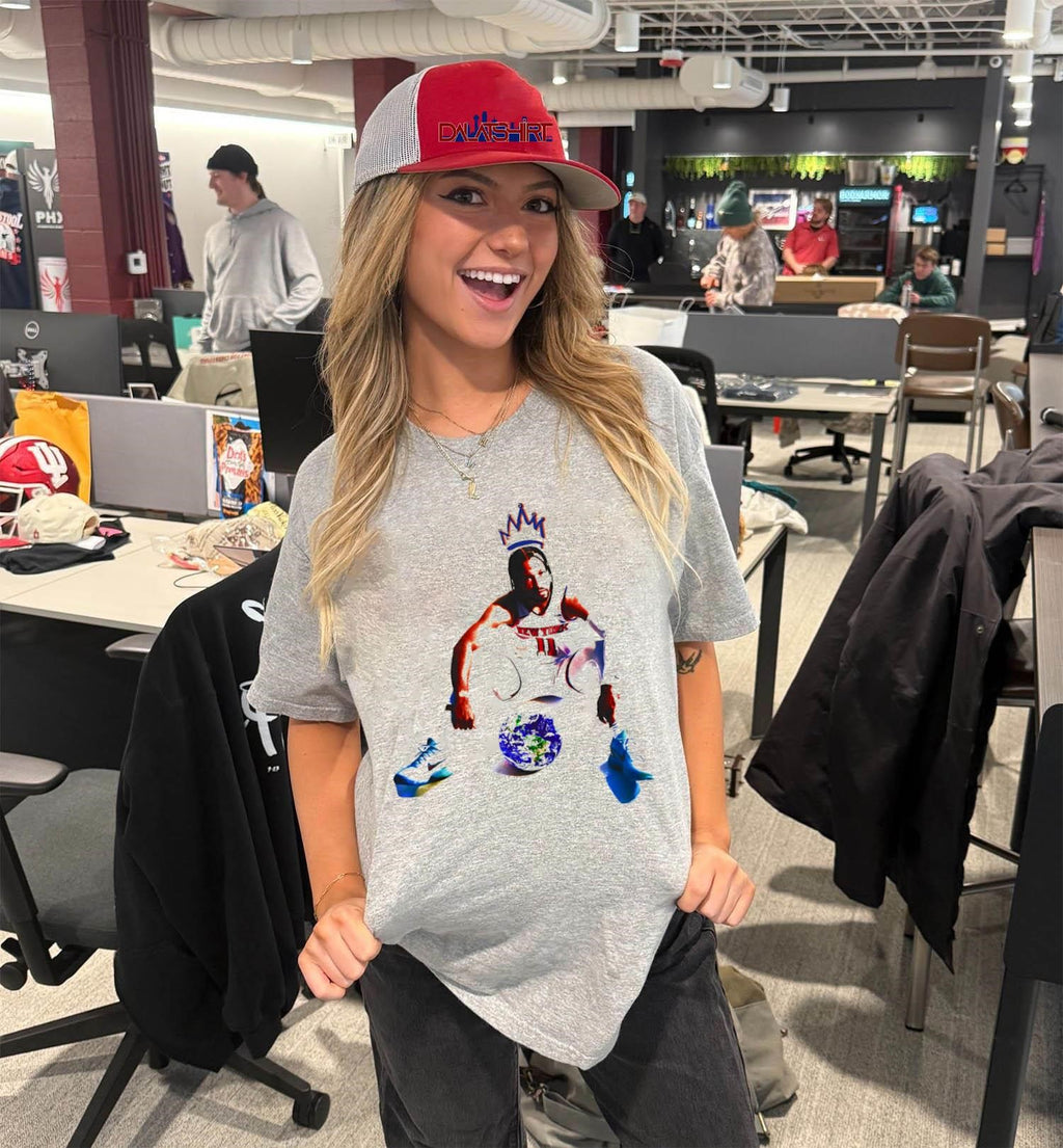 New York Number 11 Basketball Player Crowned Sitting Globe shirt