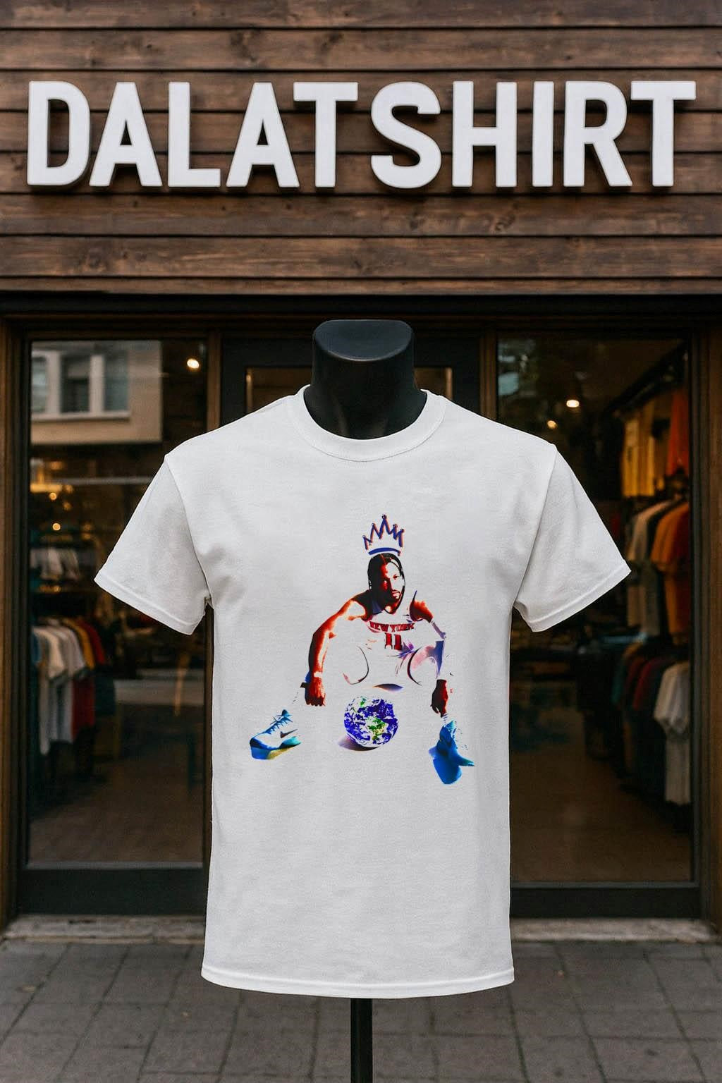 New York Number 11 Basketball Player Crowned Sitting Globe shirt