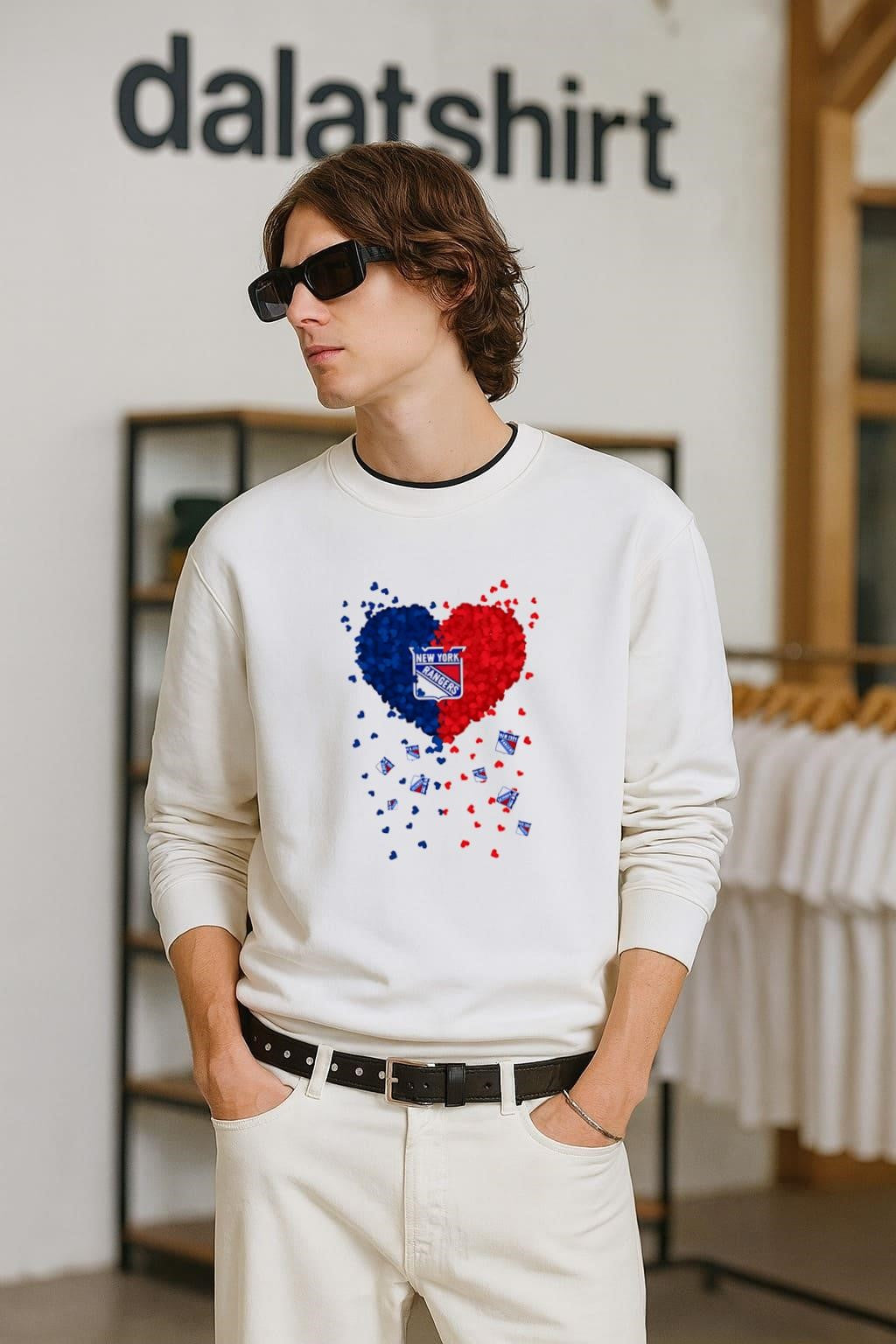 New York Rangers Blue Red Heart Logo Hockey shirt
