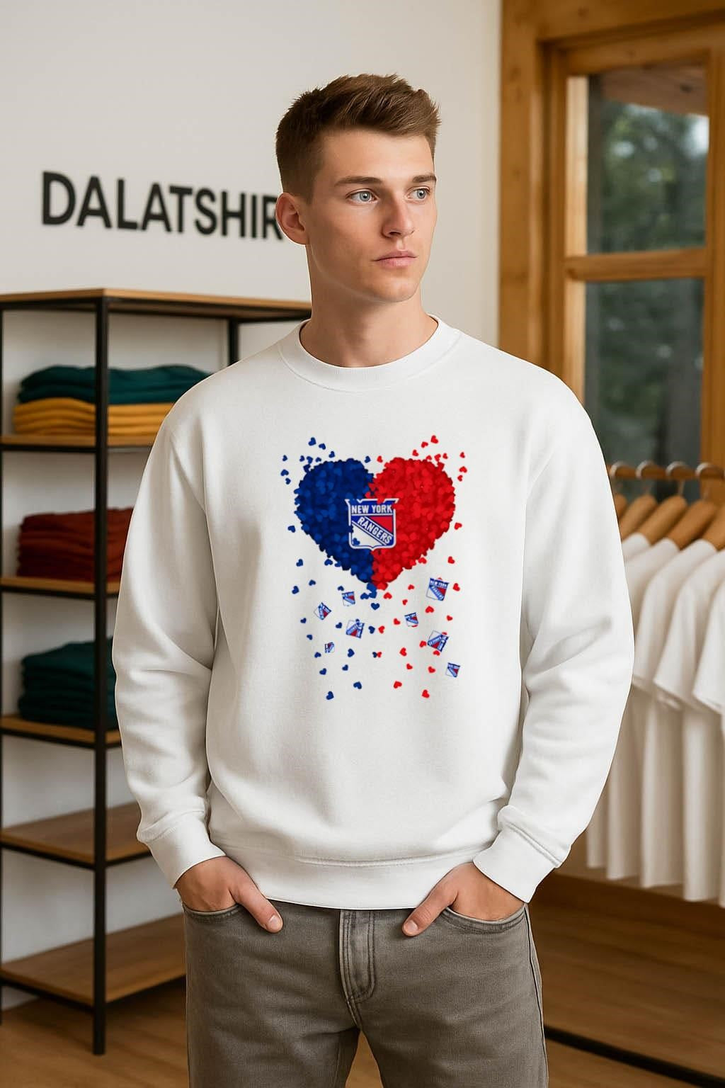 New York Rangers Blue Red Heart Logo Hockey shirt