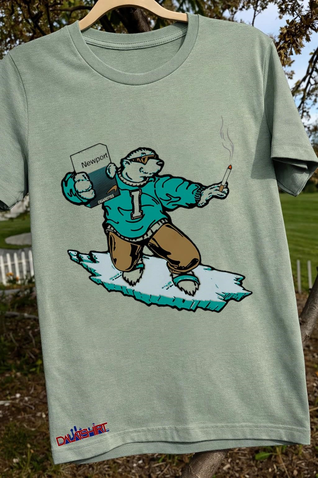 Newport Cigarettes Polar Bear Surfing On Ice Graphic shirt