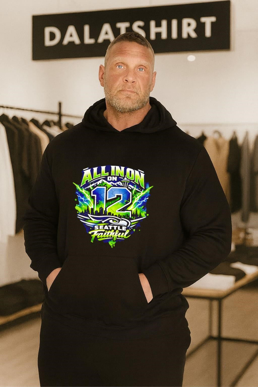 All In On 12 Seattle Faithful Seahawks Mountain City Skyline Lightning shirt