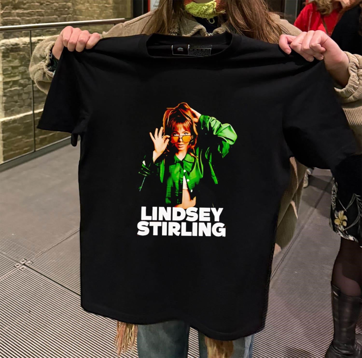 Lindsey Stirling Green Jacket Sunglasses Portrait Music Artist Fan Graphic shirt