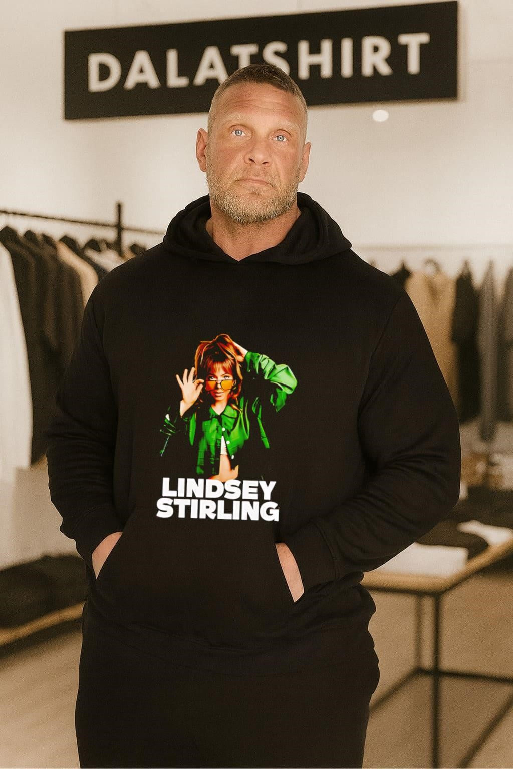 Lindsey Stirling Green Jacket Sunglasses Portrait Music Artist Fan Graphic shirt