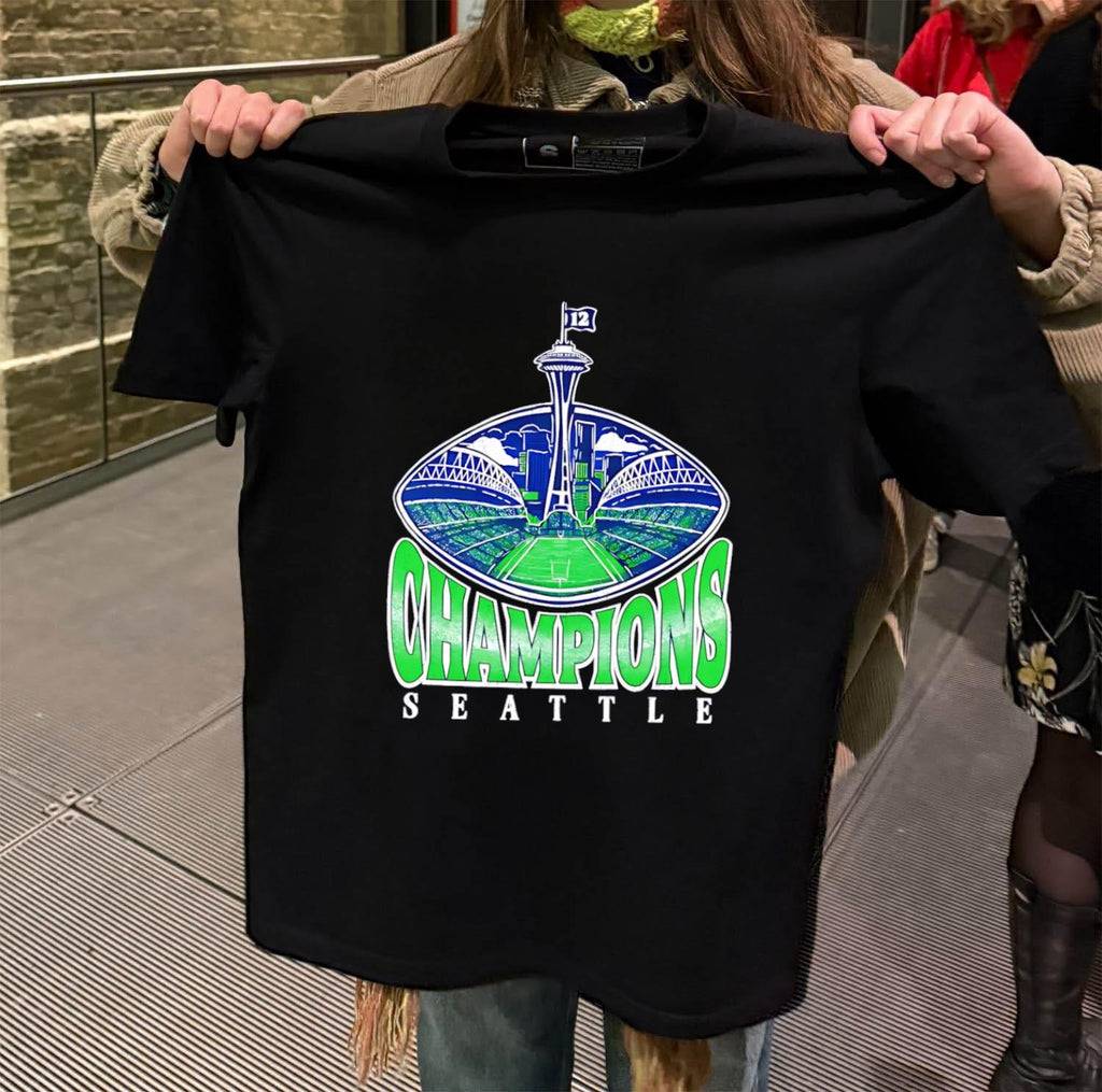 Seattle Champions Space Needle Stadium Field 12 Flag shirt