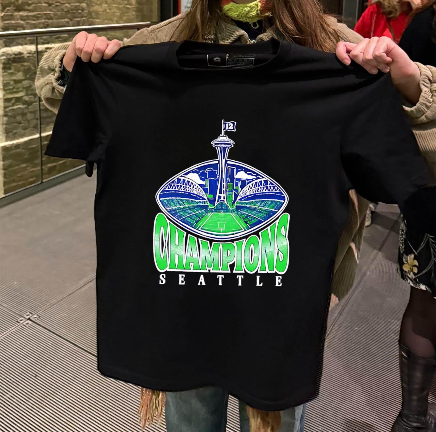 Seattle Champions Space Needle Stadium Field 12 Flag shirt