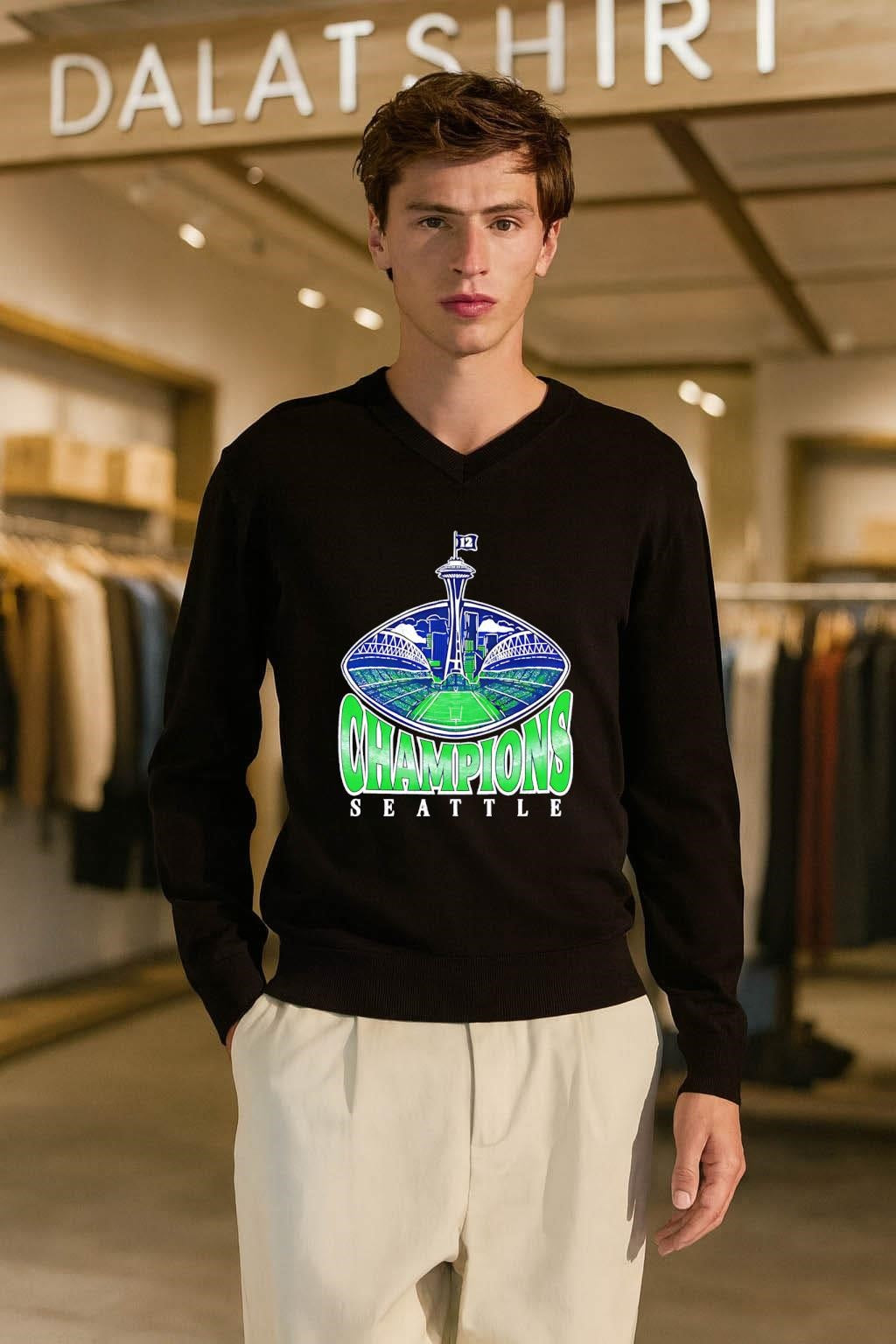 Seattle Champions Space Needle Stadium Field 12 Flag shirt
