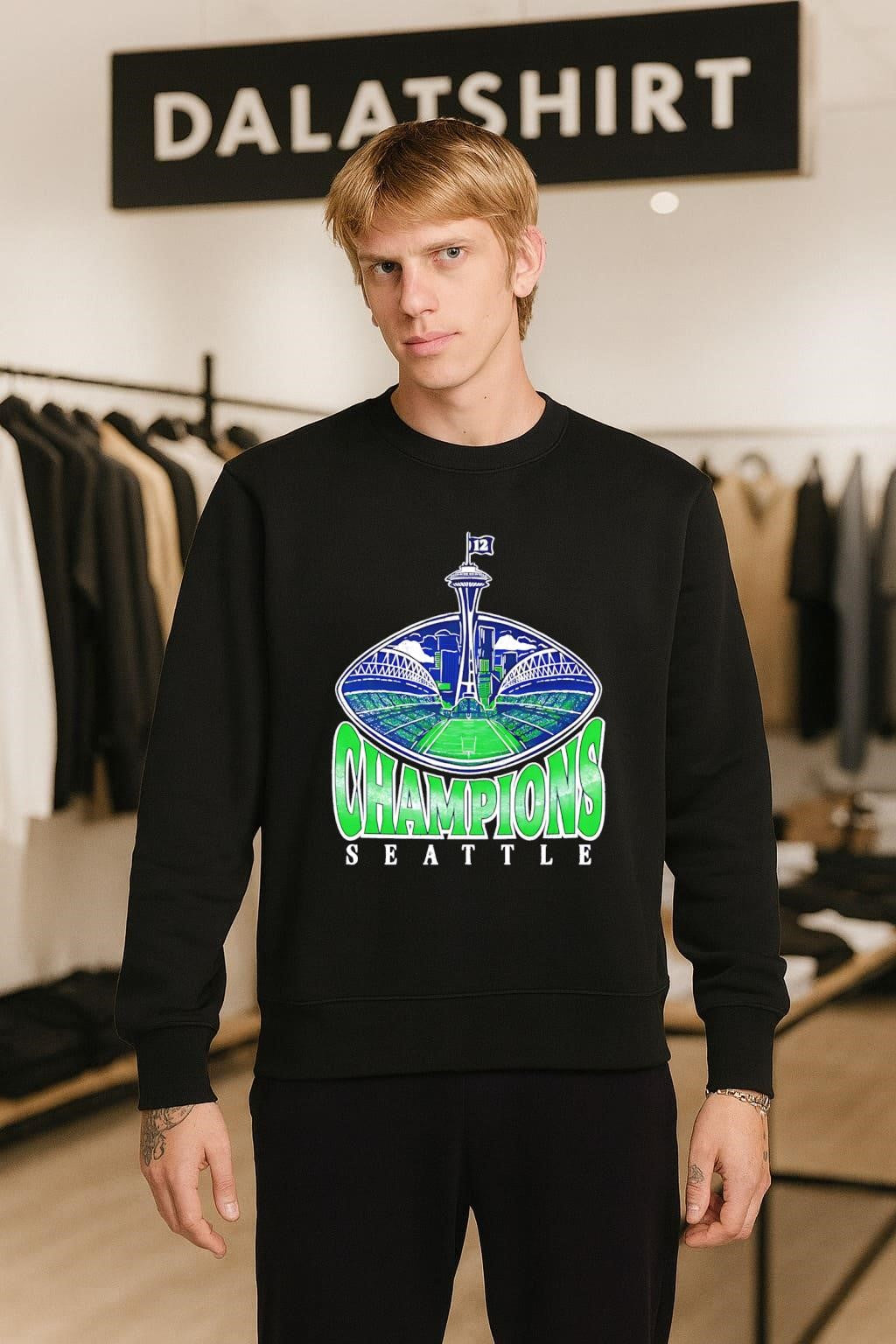 Seattle Champions Space Needle Stadium Field 12 Flag shirt