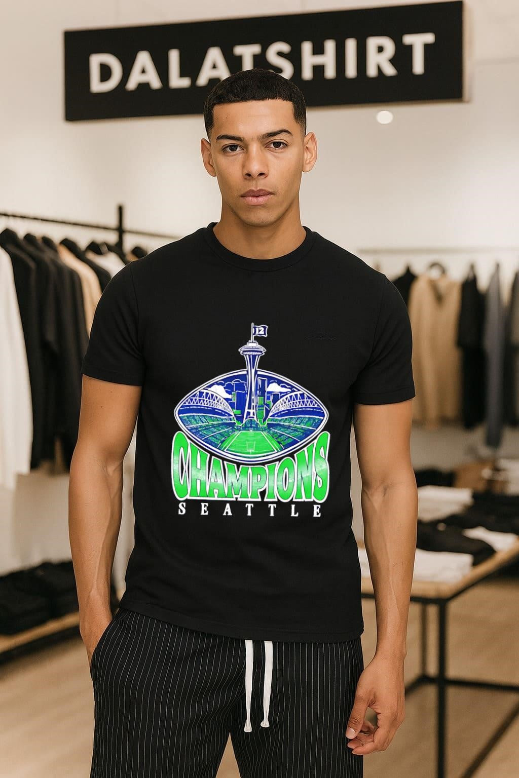 Seattle Champions Space Needle Stadium Field 12 Flag shirt