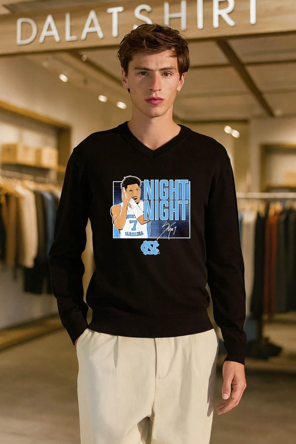 Night Night North Carolina Tar Heels Basketball Number 7 Player shirt