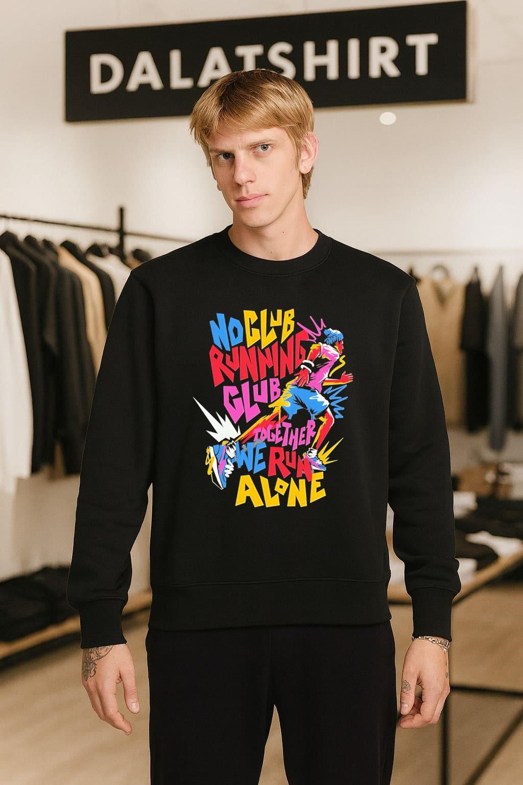 No Club Running Club Together We Run Alone Colorful Abstract shirt