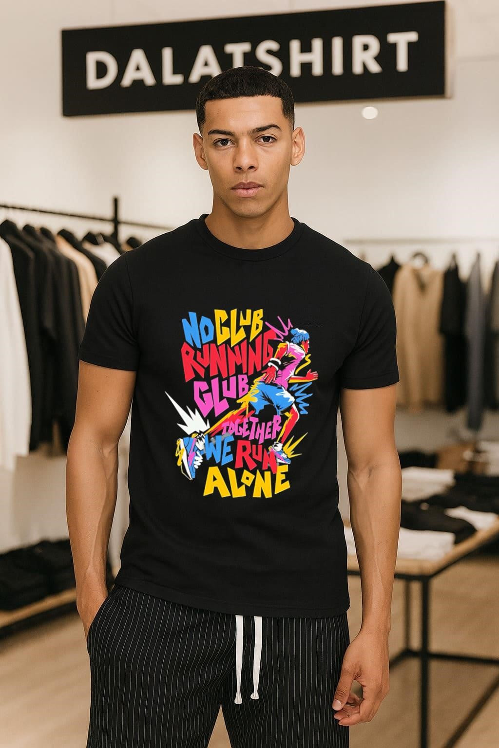 No Club Running Club Together We Run Alone Colorful Abstract shirt