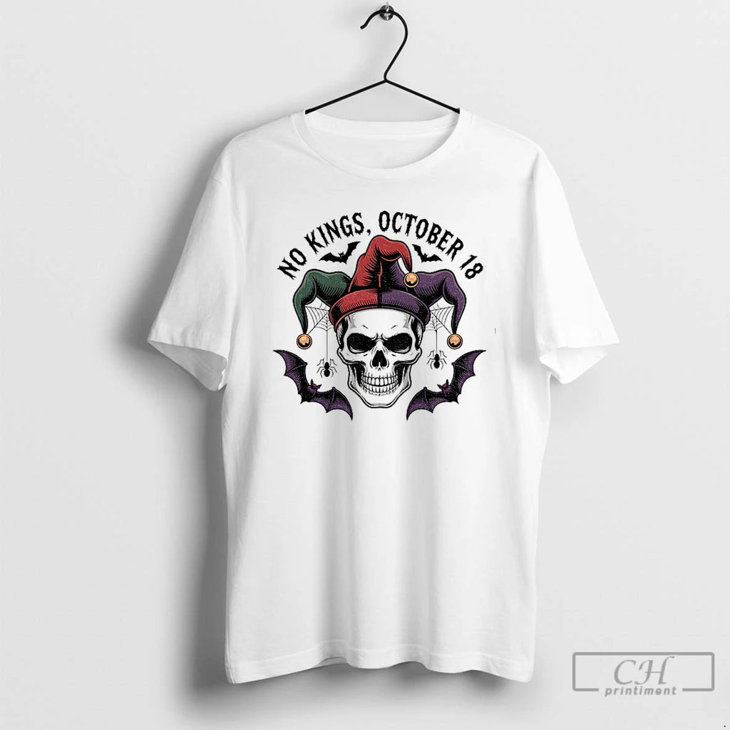 No Kings Day October 18 Cute Jester Skull Halloween T Shirts