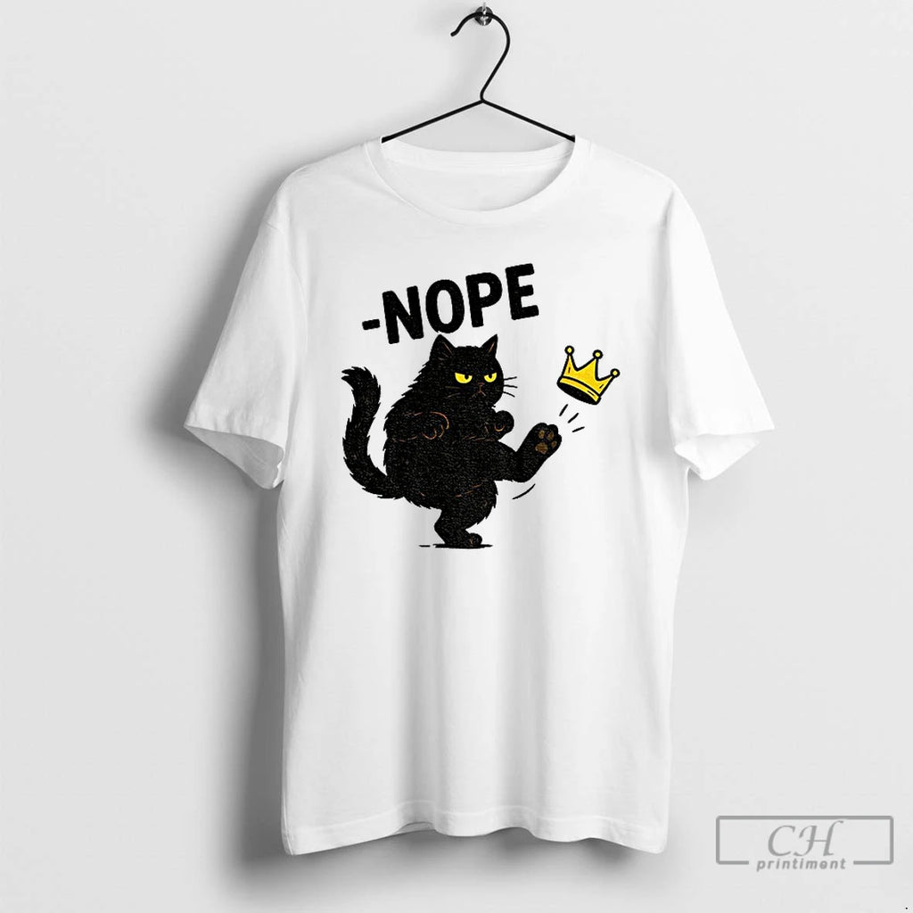 No Kings In America Black Cat Funny Political Meme T Shirts
