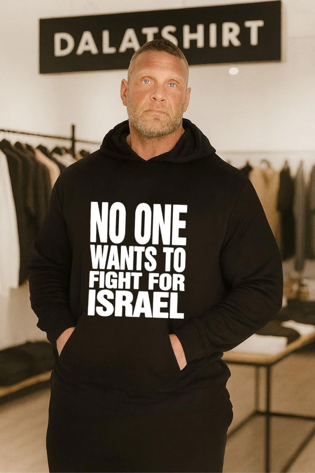 No One Wants To Fight For Israel Bold Text shirt