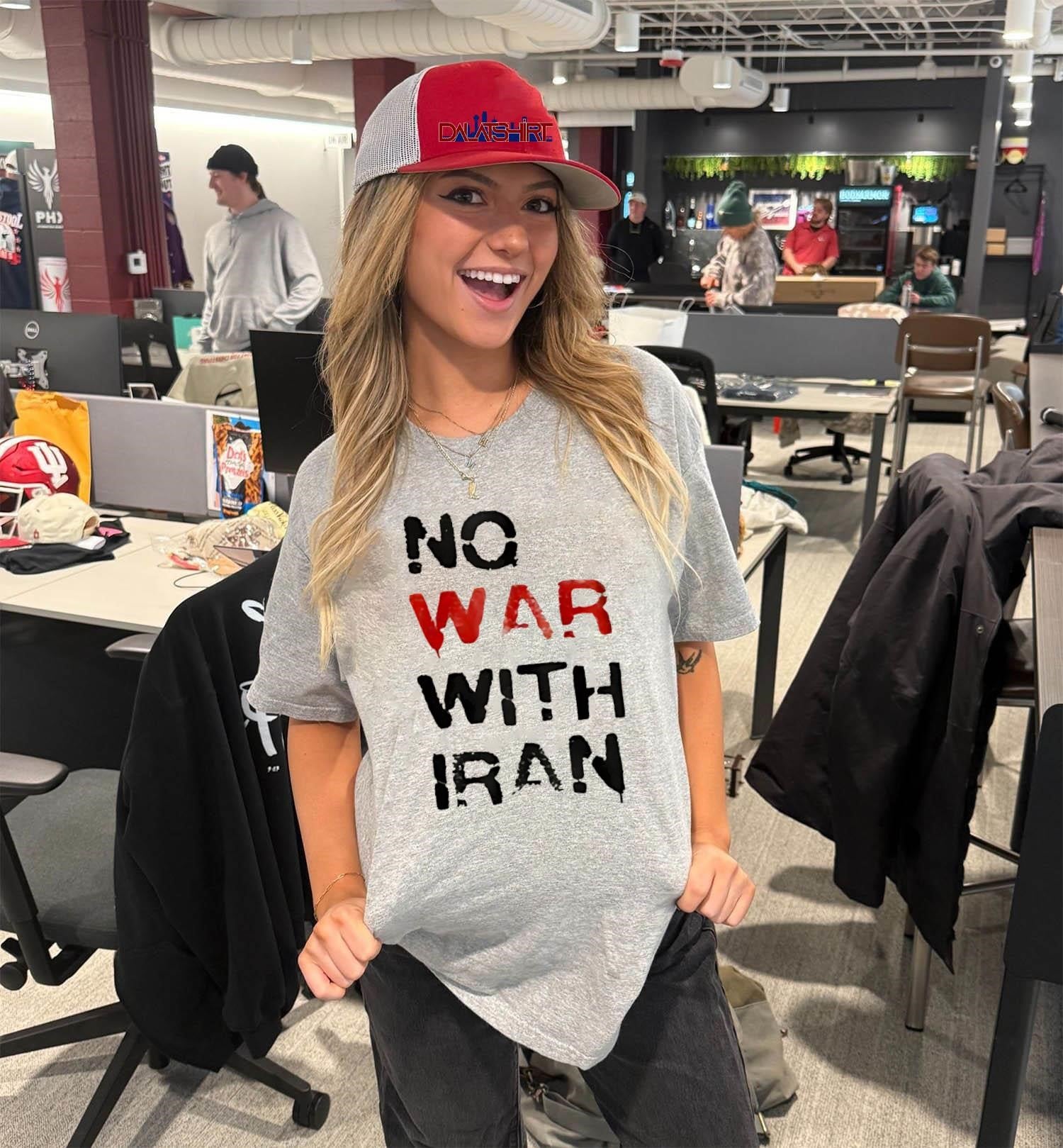 No War With Iran red and black stencil shirt