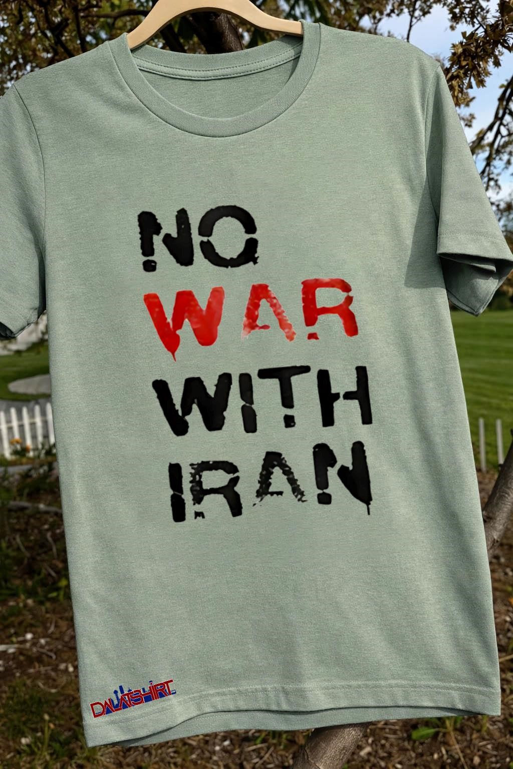 No War With Iran red and black stencil shirt