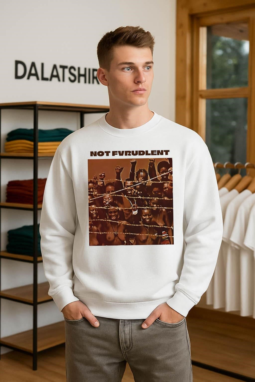 Not Fvrudlent People Behind Barbed Wire Power Graphic shirt