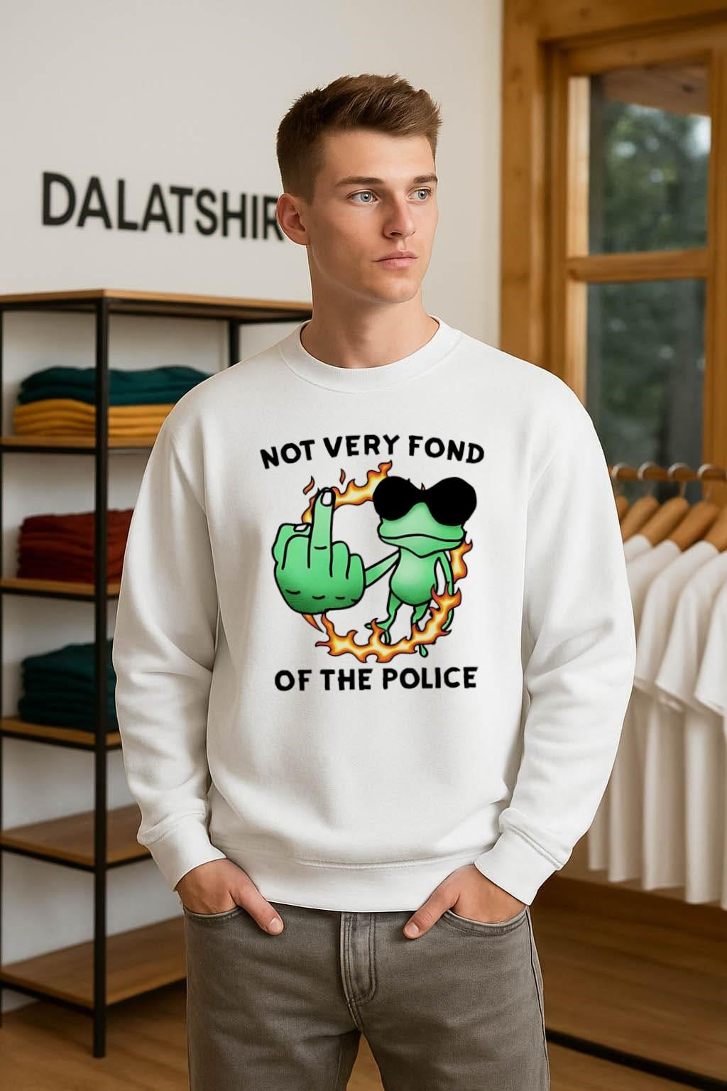 Not Very Fond Of The Police Frog Middle Finger shirt