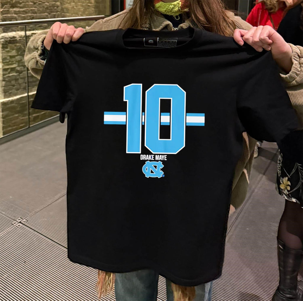 Number 10 Drake Maye North Carolina Tar Heels Stripe Graphic shirt
